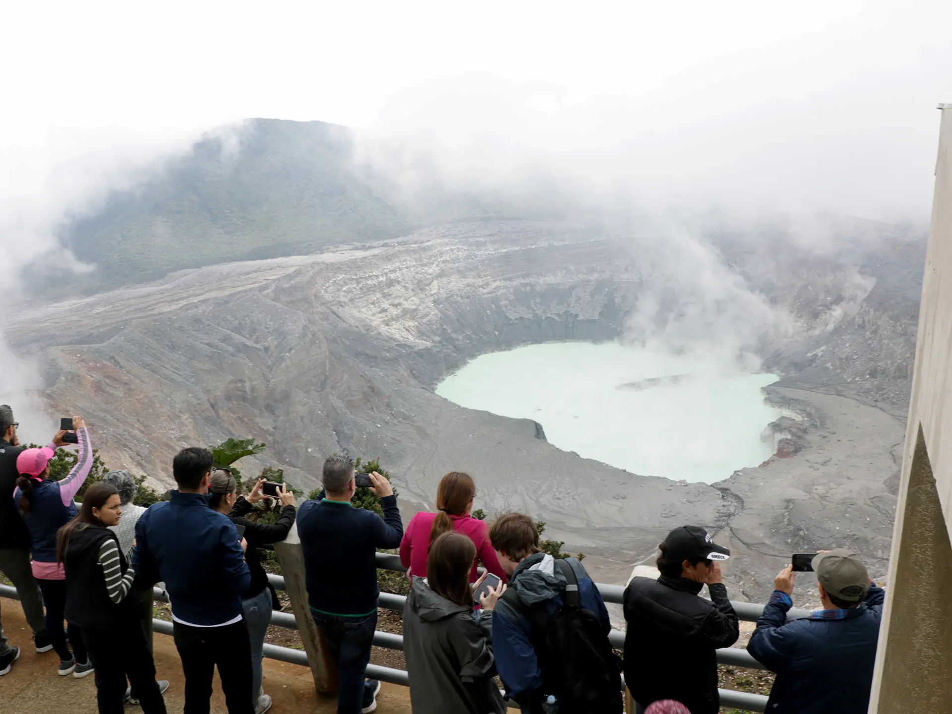 The active crater of Poás Volcano in Costa Rica